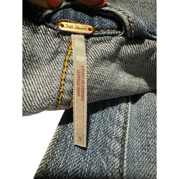 Revolve Free People Small Moonchild Distressed Oversized Denim Shacket Jacket L5 - Picture 4 of 10